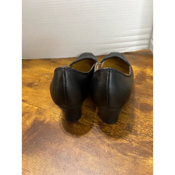 Slip Grips sz 6w women black chunky block heel pumps 1017 - Picture 5 of 9